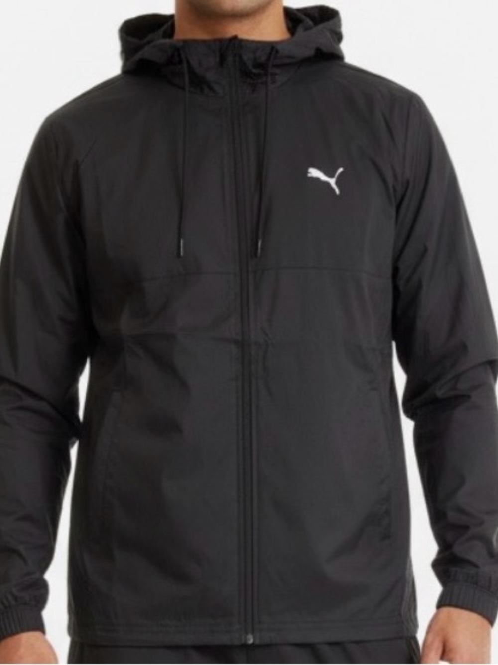 Puma Men’s Black Workout Windbreaker Jacket NWT Size M Lightweight Hooded